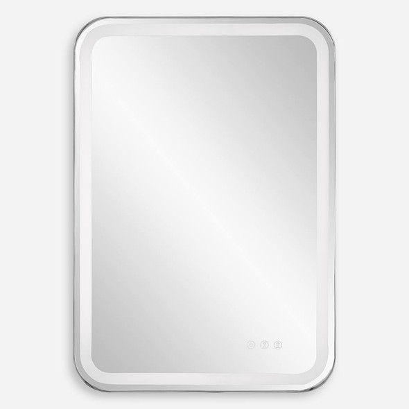 Crofton Lighted Nickel Vanity Mirror Contemporary style Vanity Mirror Decor